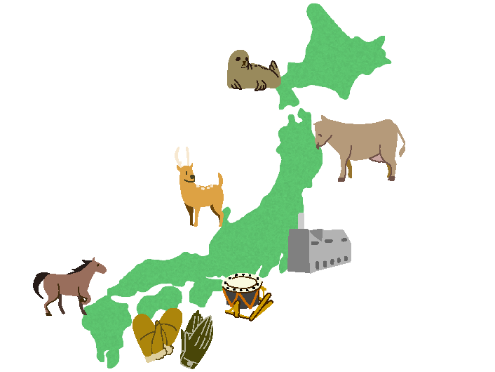 革の歴史：日本地図